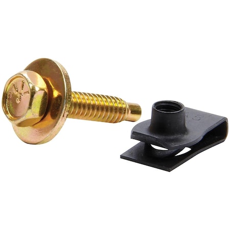 Allstar Performance Body Bolt Kit with Clips; Gold, 10PK ALL18559